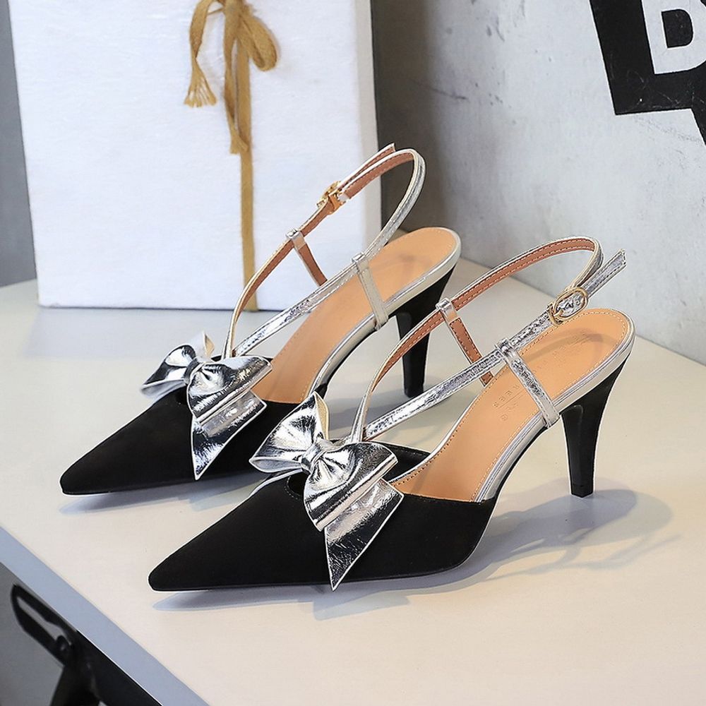 Bowknot Top Slingback Heels
