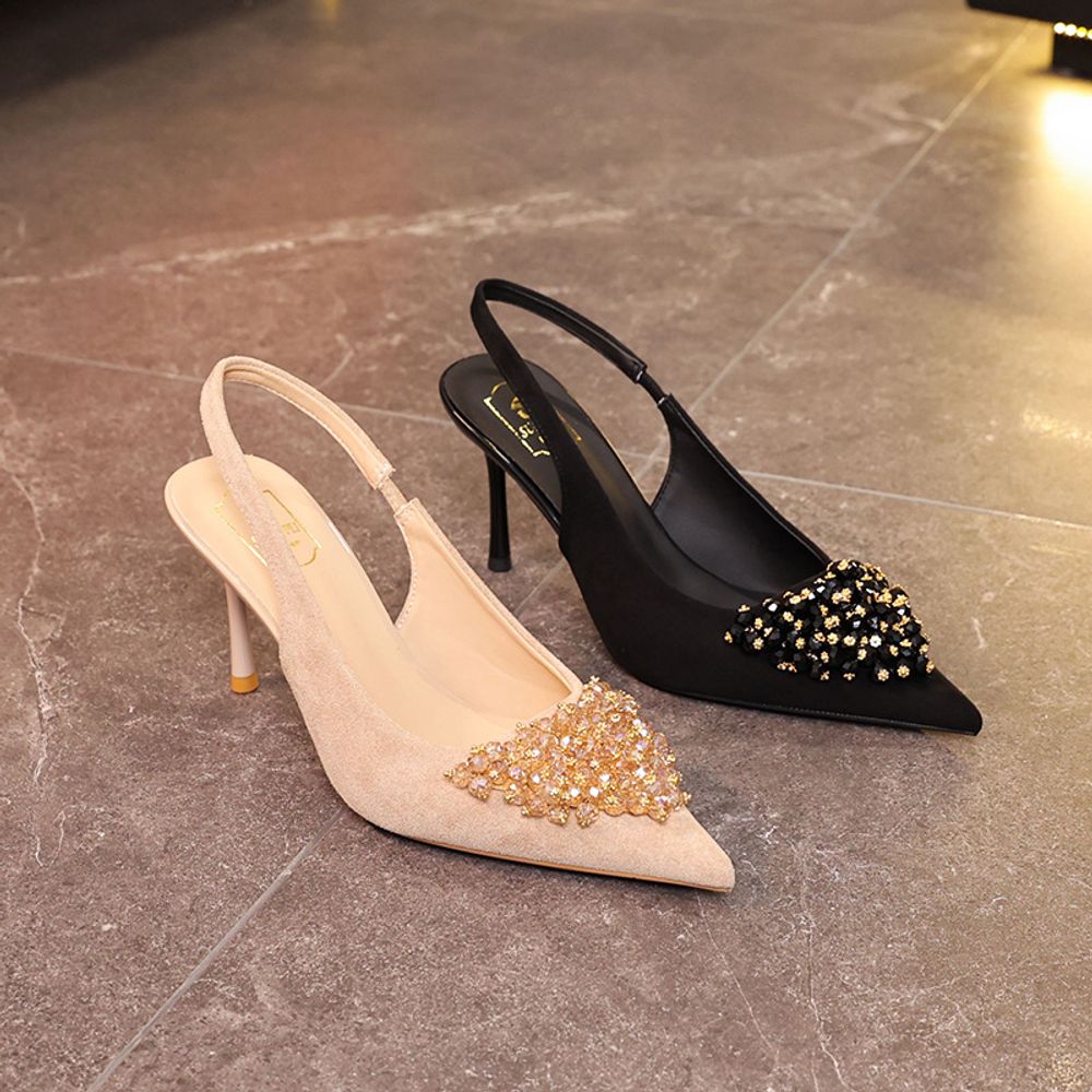 Rhinestone Top Slingback Heels