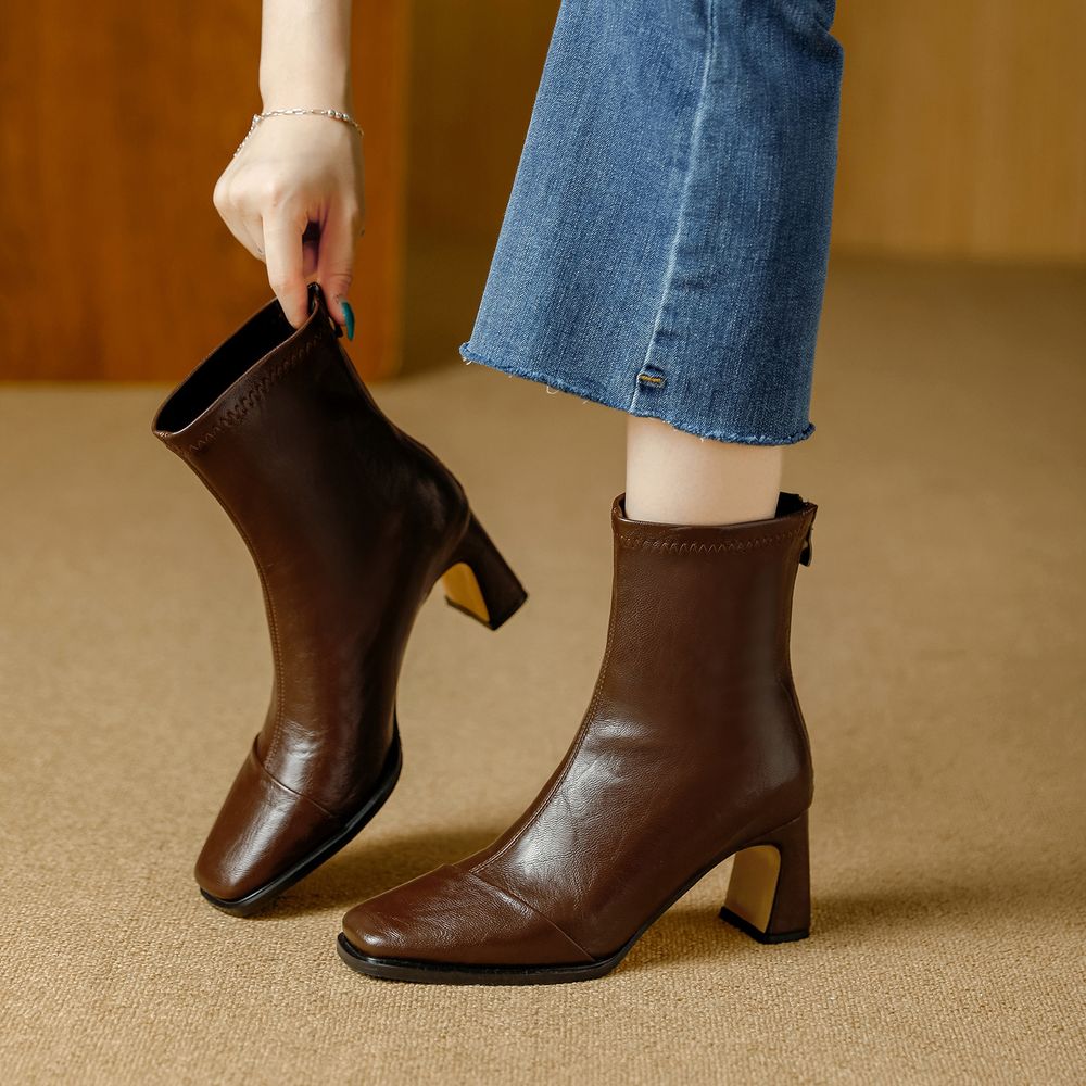 Square Head Ankle Boots