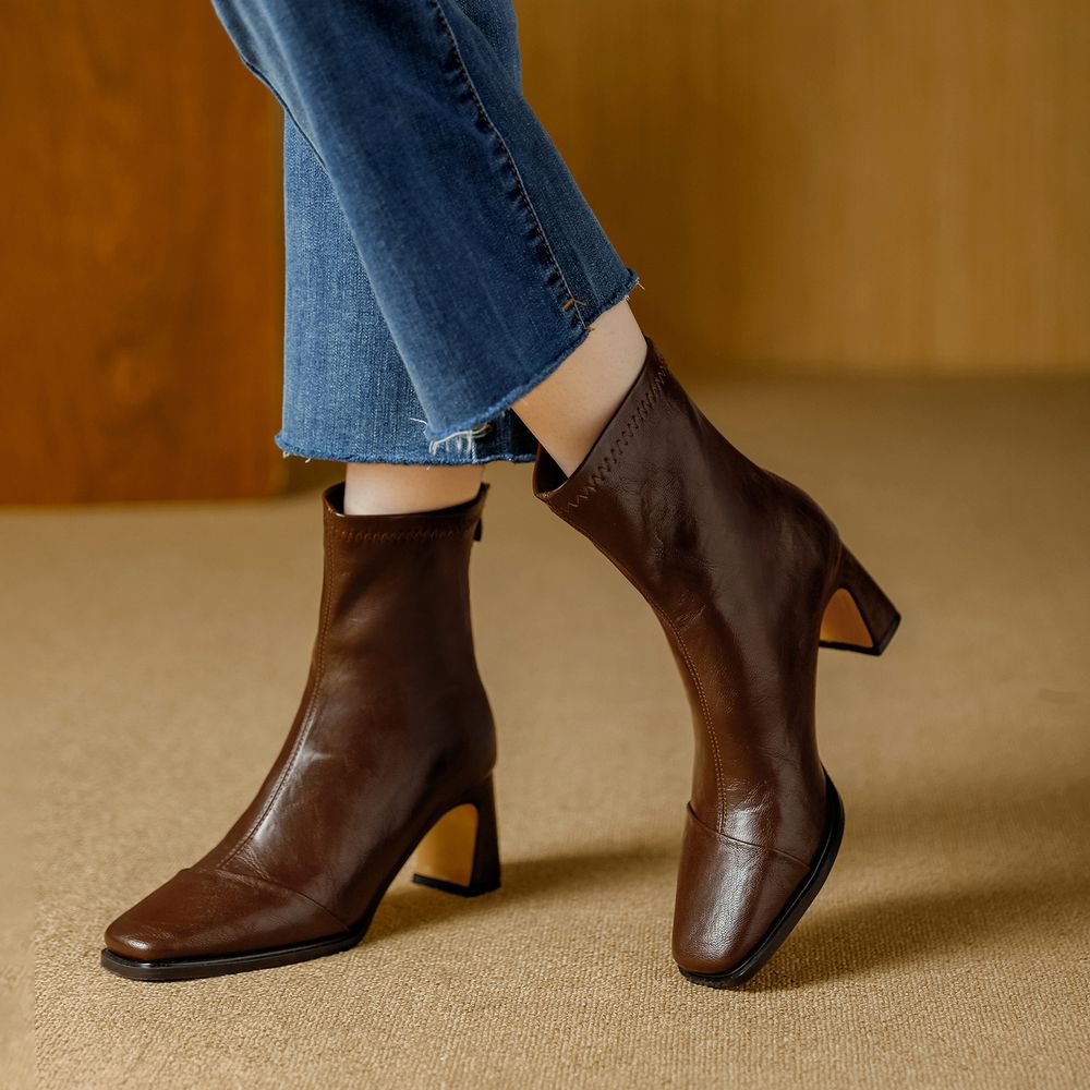 Square Head Ankle Boots