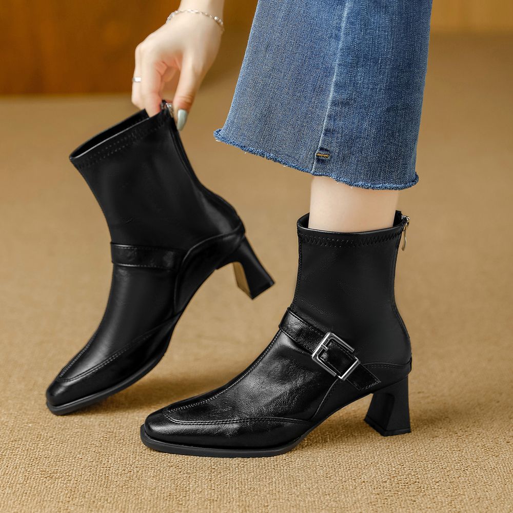 Thick Heel Ankle Boots