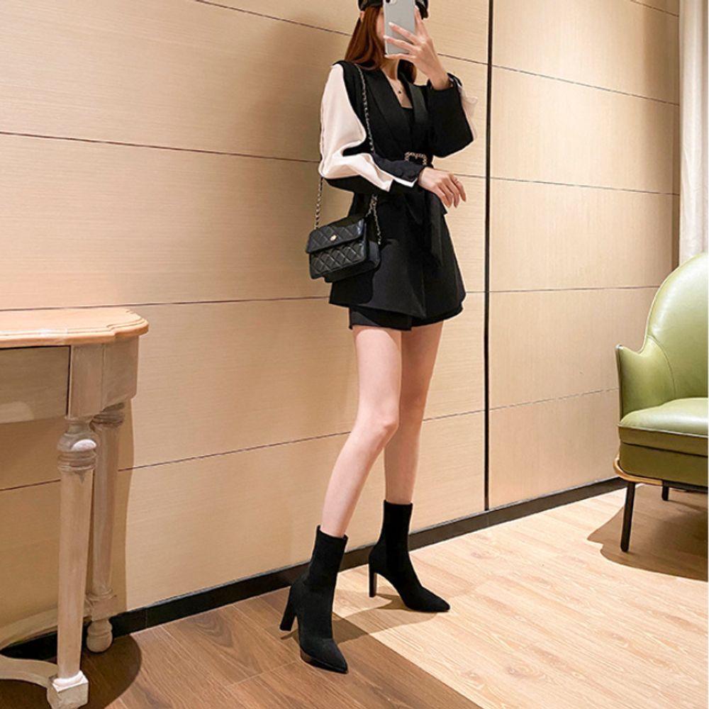 Thick Heel Pointed Boots