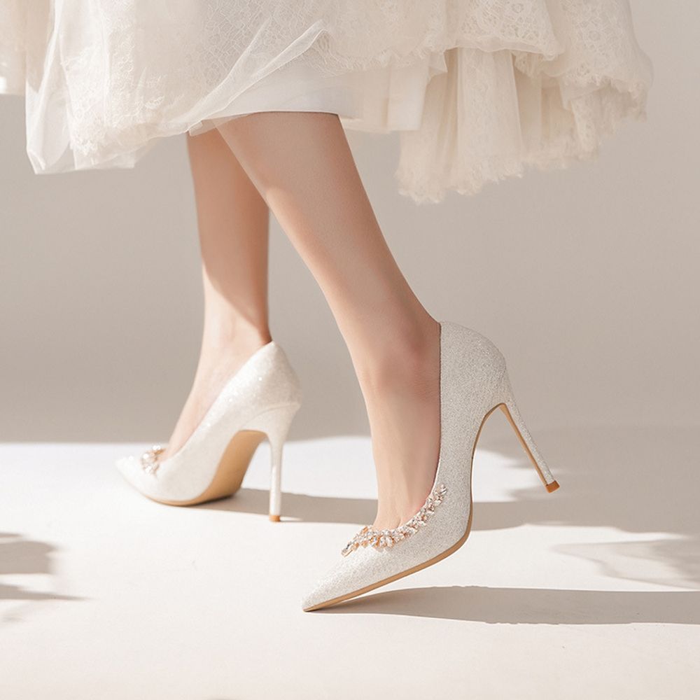Rhinestone top Pointed Wedding Heels