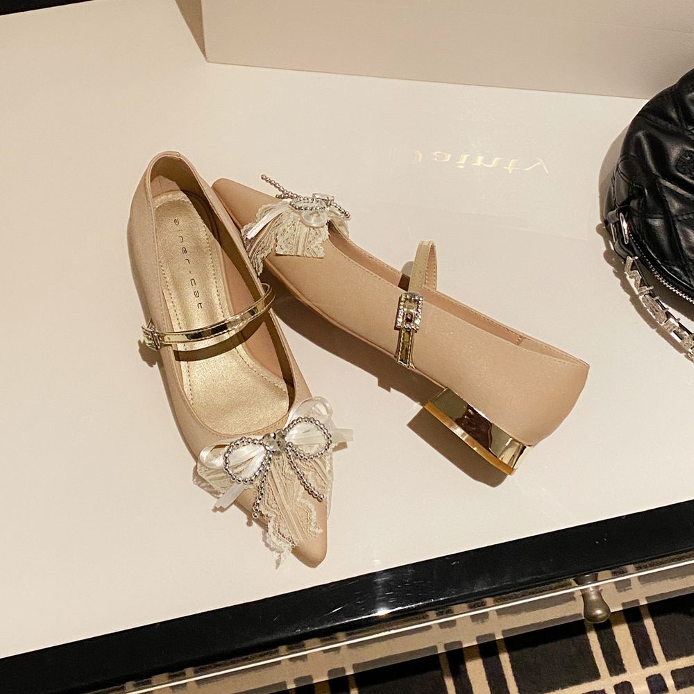 Bow top Low-Heel Mary Jane Shoes