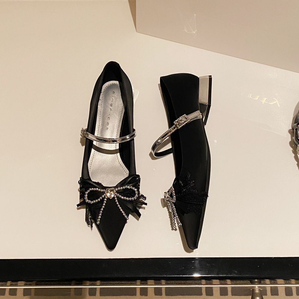 Bow top Low-Heel Mary Jane Shoes
