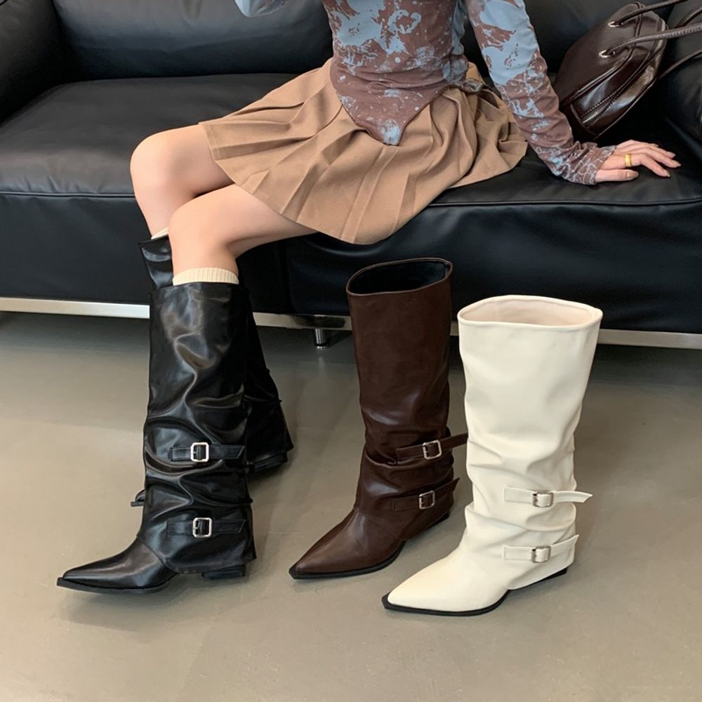 Pointed Knee High Boots