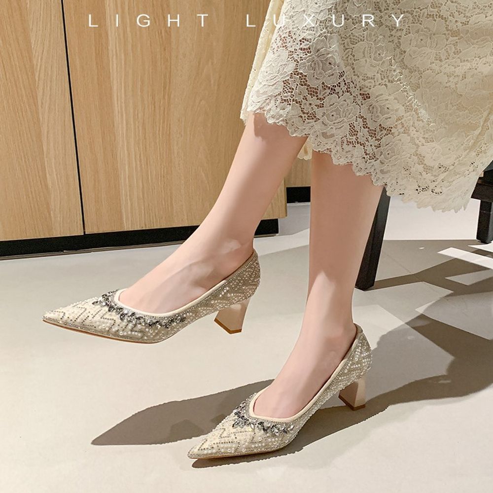 Rhinestone Top Pointed Heels
