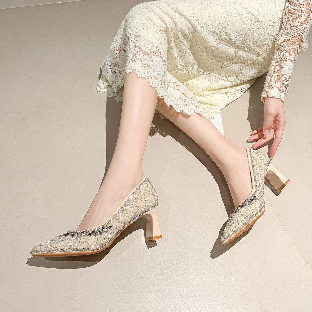 Rhinestone Top Pointed Heels