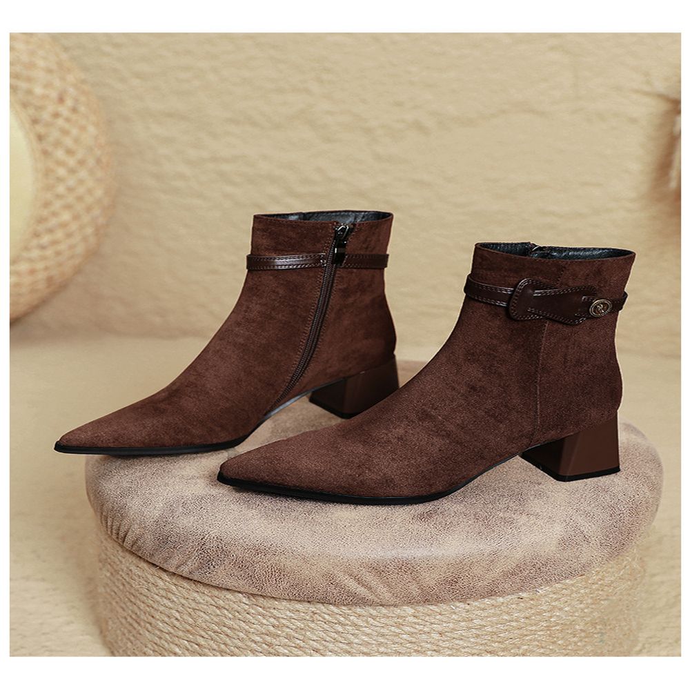 Retro chunky heel ankle boots