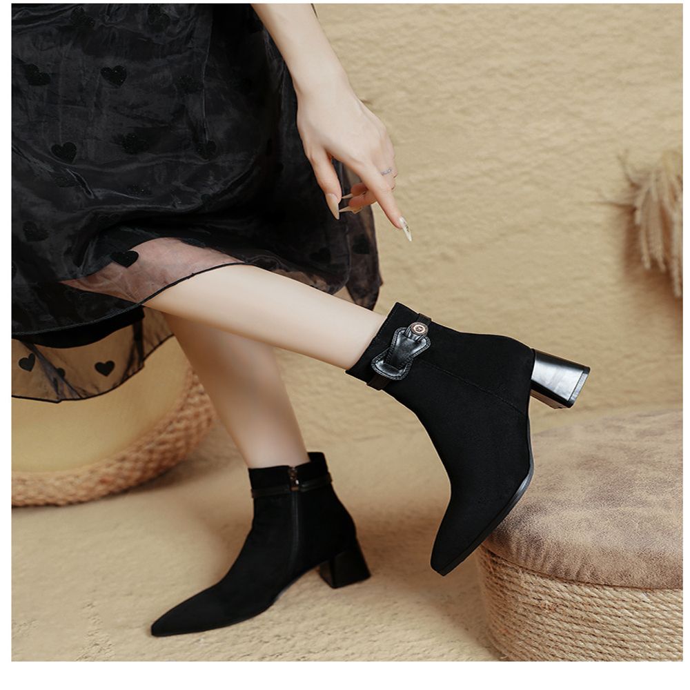 Retro chunky heel ankle boots