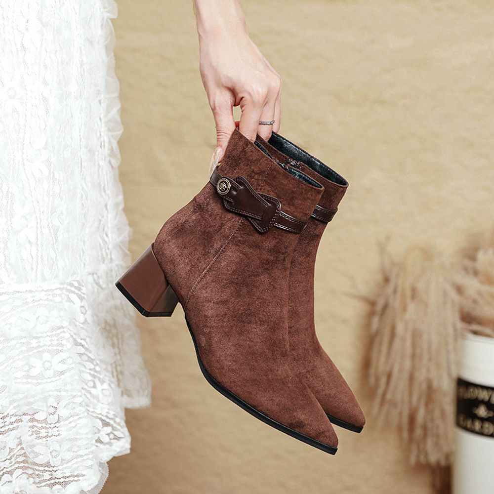 Retro chunky heel ankle boots