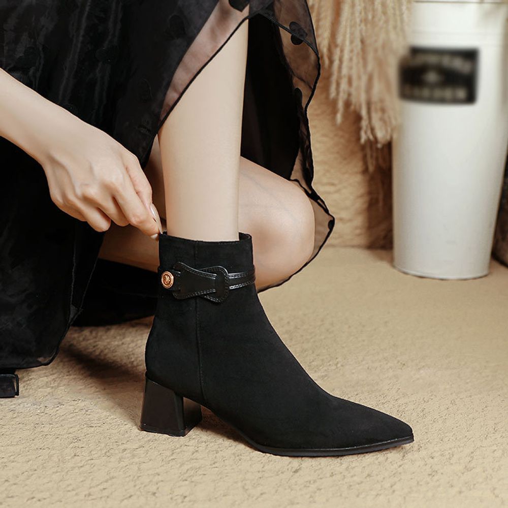 Retro chunky heel ankle boots