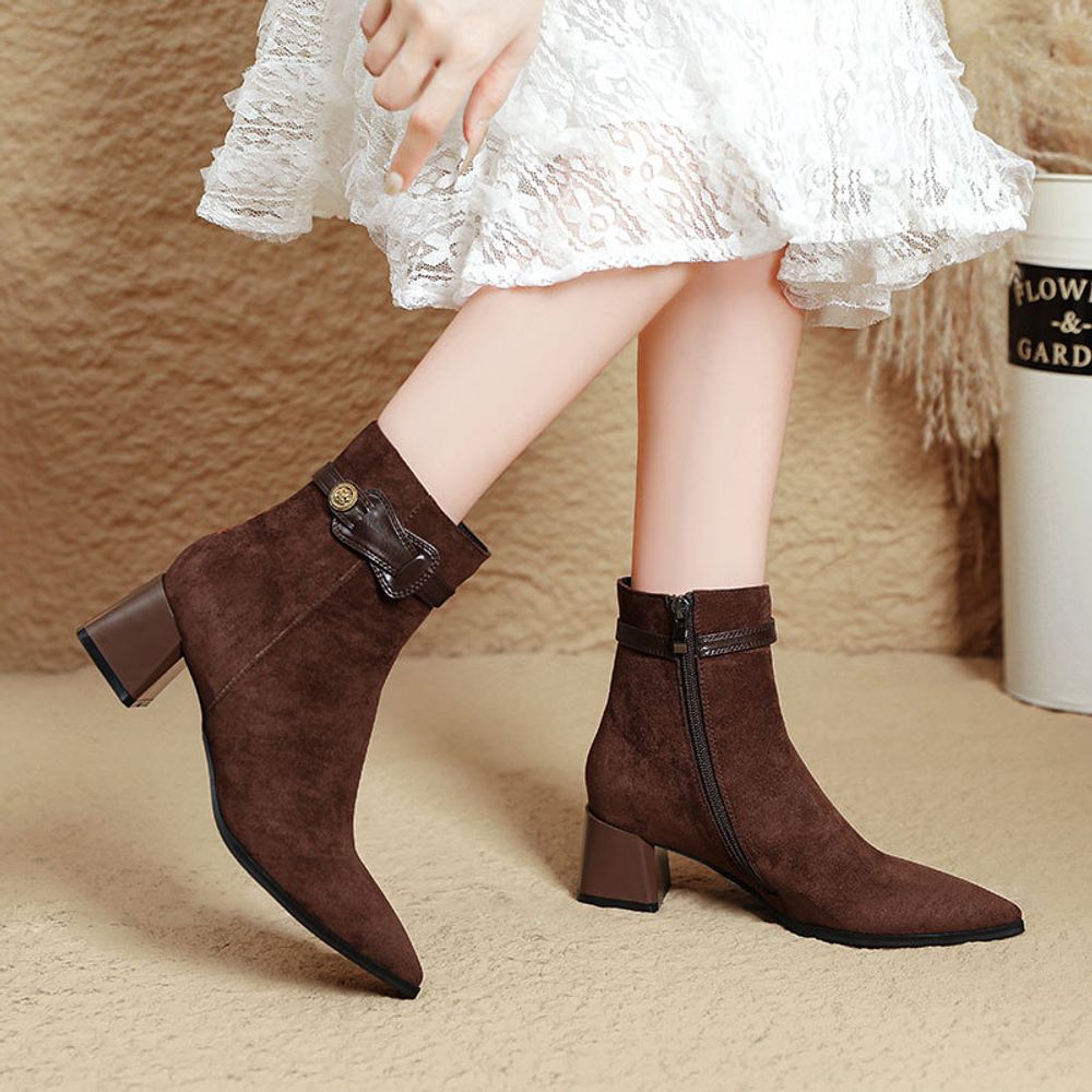 Retro chunky heel ankle boots