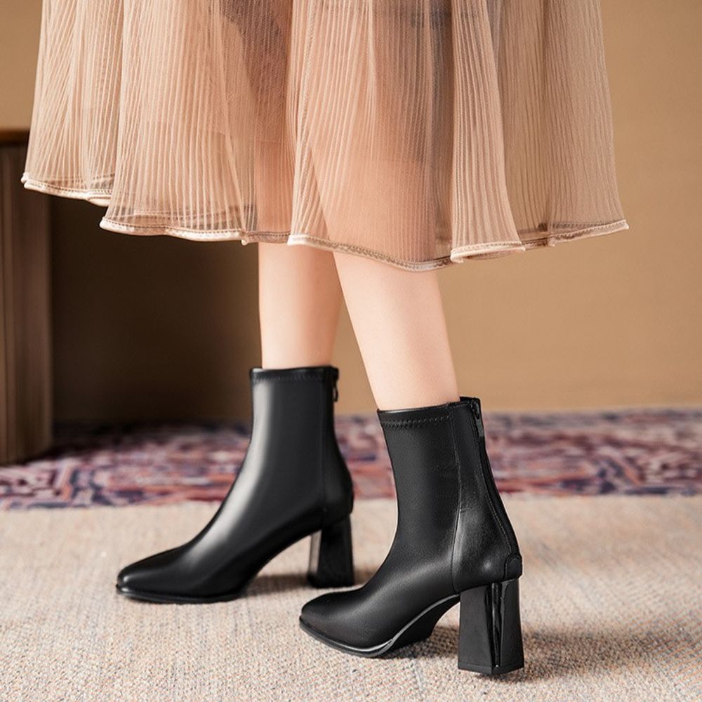 Versatile Chunky Heel Mid-Calf Boots