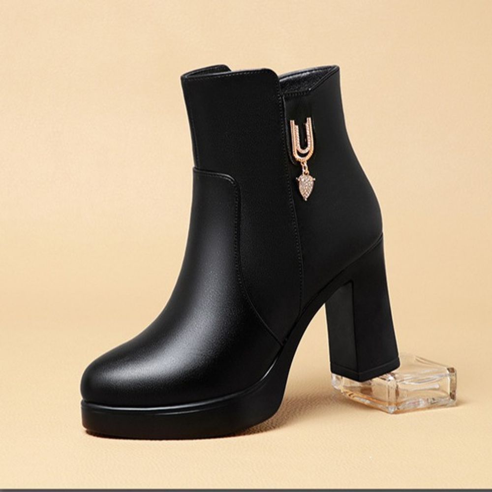 Platform chunky heel short boots