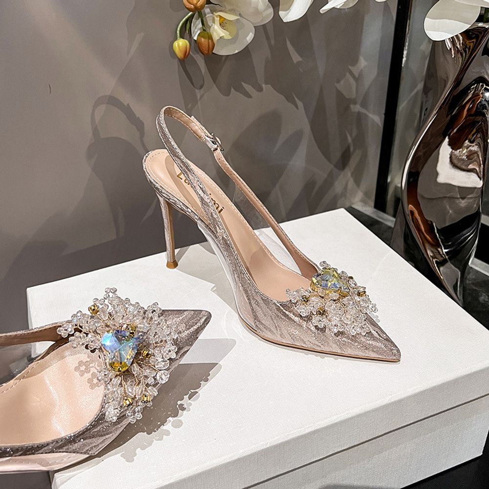 Rhinestone Slingback Heels