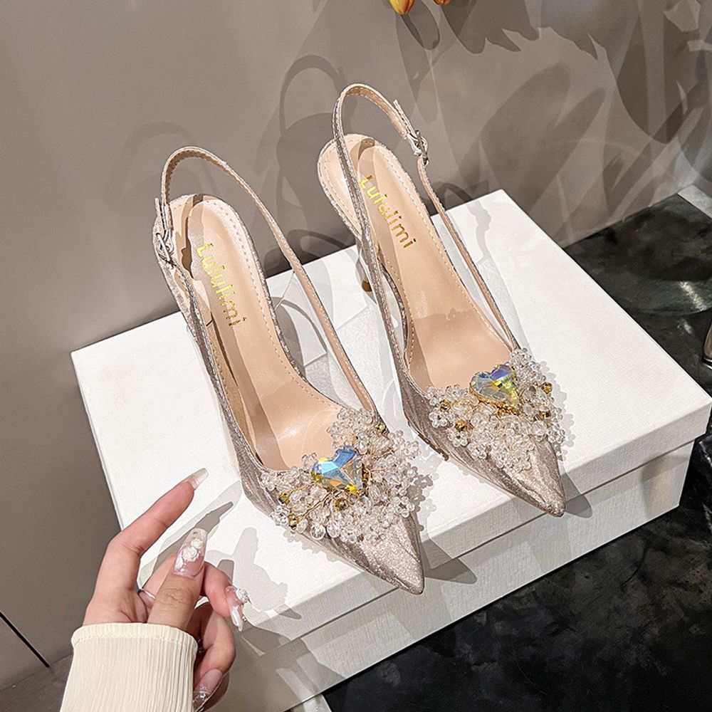 Rhinestone Slingback Heels