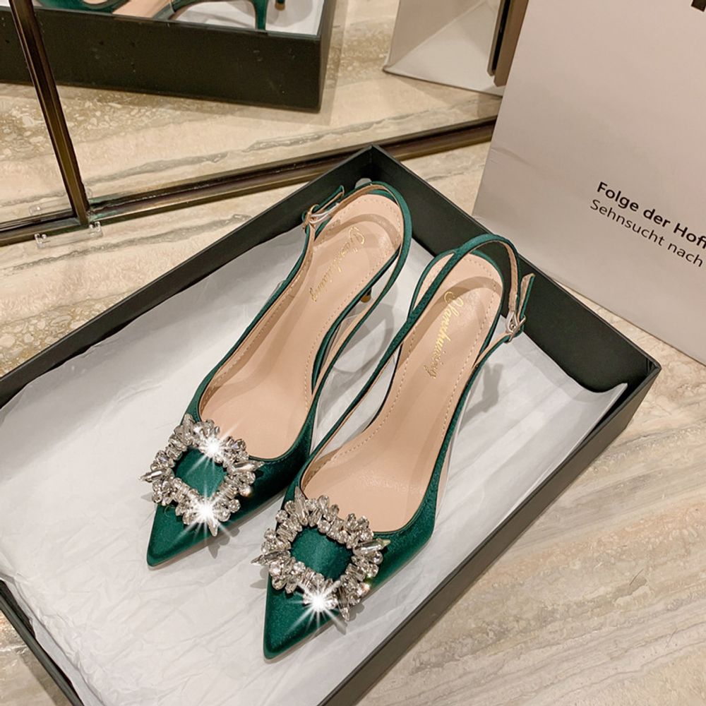Rhinestone Top Slingback Heels