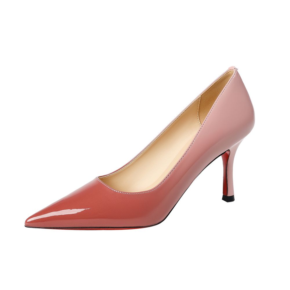 Gradient patent leather pointed toe stiletto heels