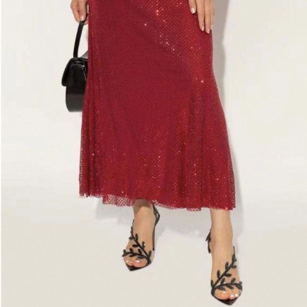 pointed-toe rhinestone leaf stiletto sandals