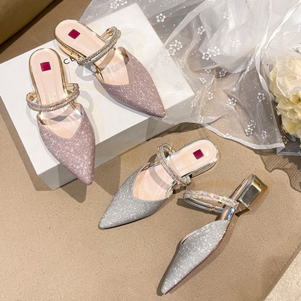 Rhinestone-embellished closed-toe sandals