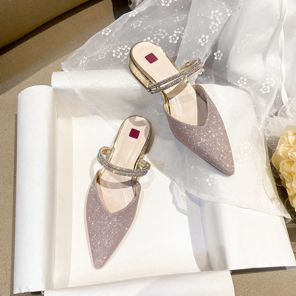 Rhinestone-embellished closed-toe sandals