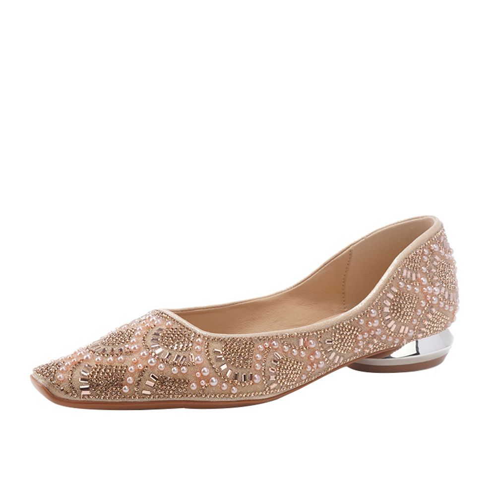Rhinestone Elegant Square Toe Flats Shoes