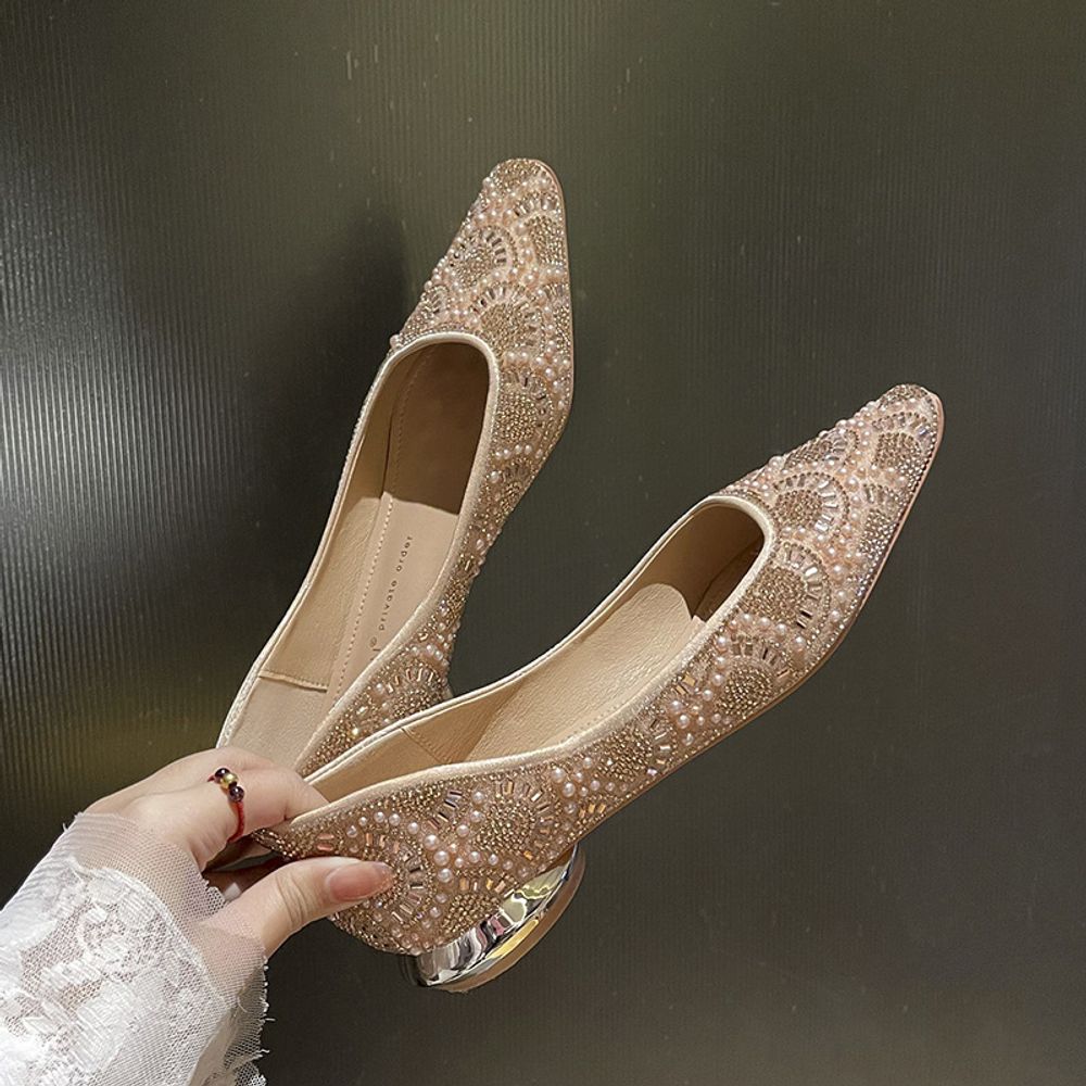 Rhinestone Elegant Square Toe Flats Shoes