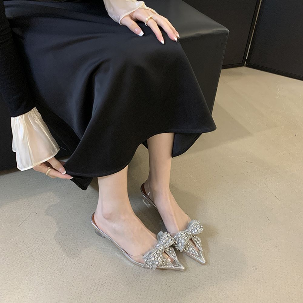 Transparent high-heeled shoes