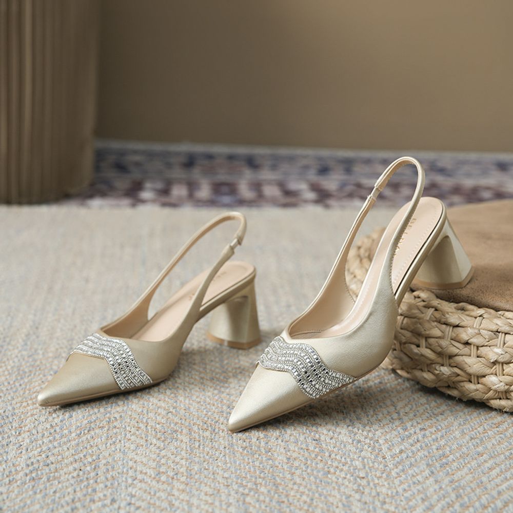 Slingback Rhinestone Heels
