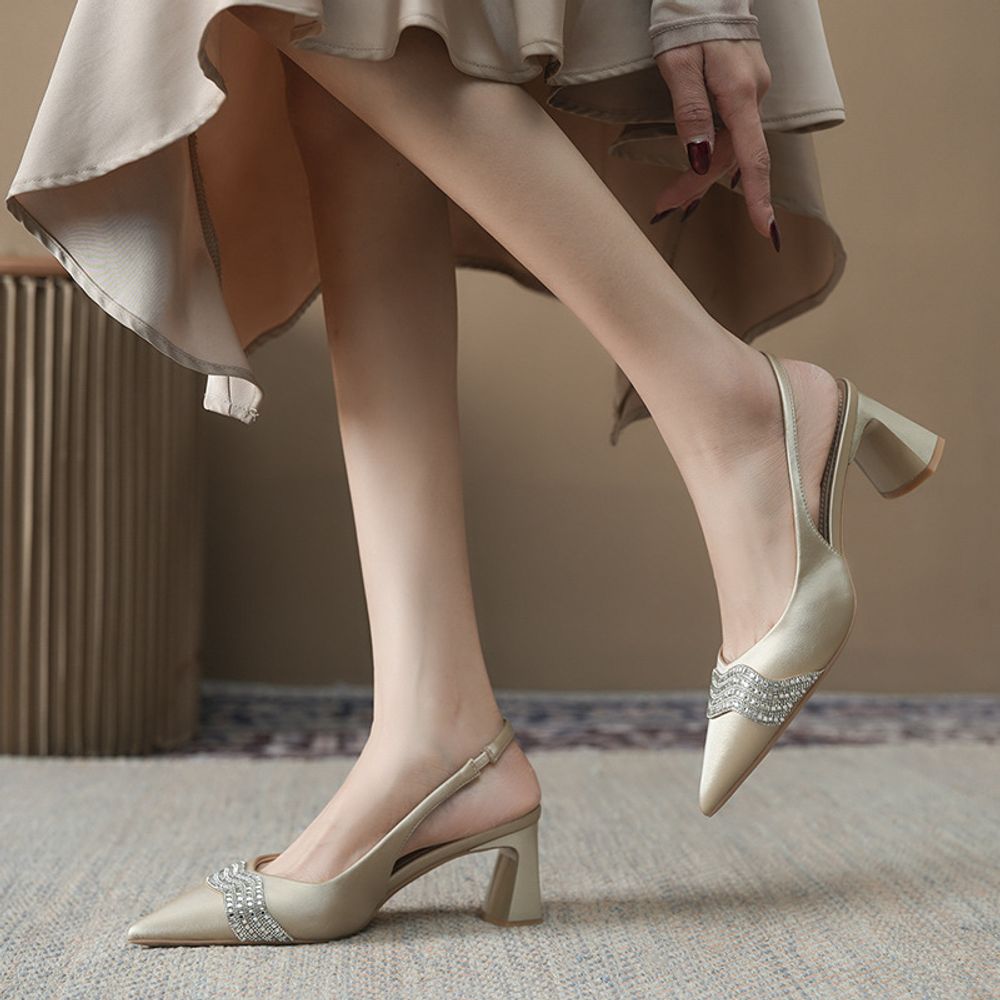 Slingback Rhinestone Heels
