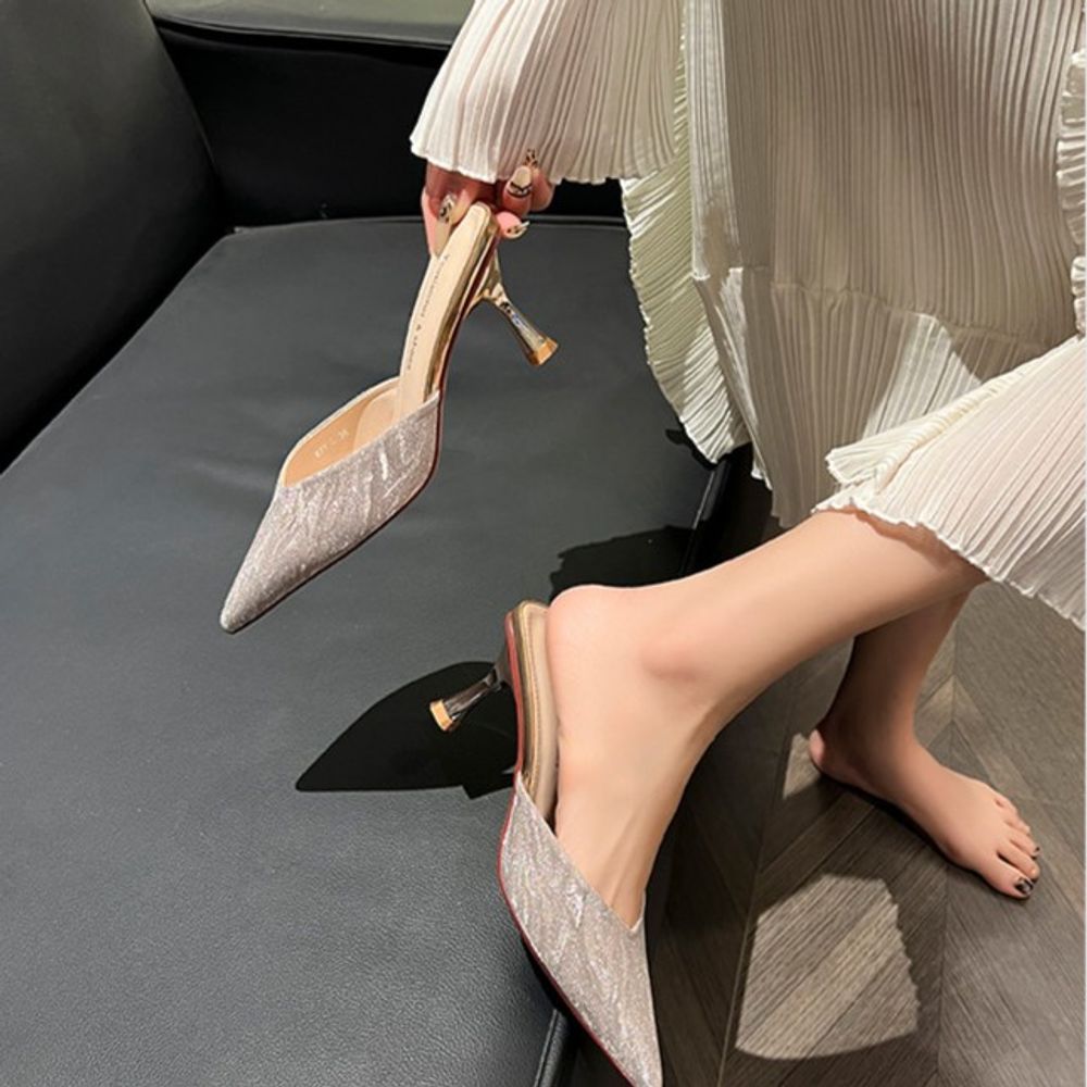 Rhinestone-embellished closed-toe sandals