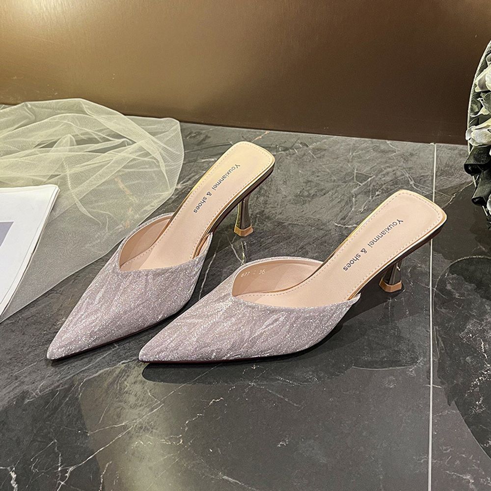 Rhinestone-embellished closed-toe sandals