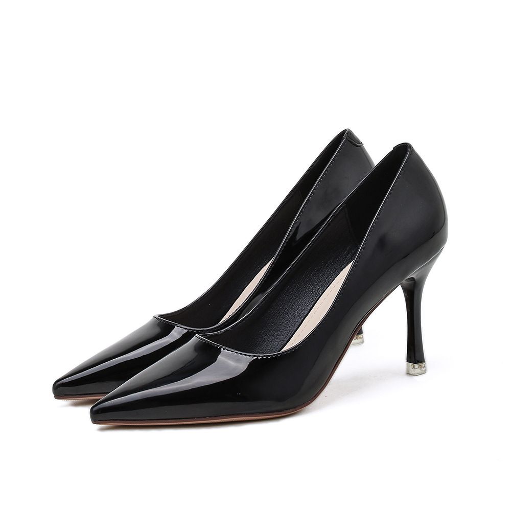 Low-Cut Patent Leather Stiletto  High Heels