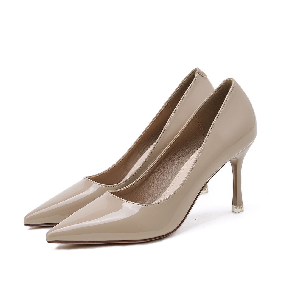 Low-Cut Patent Leather Stiletto  High Heels