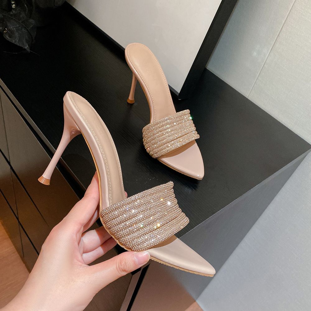 Pointed Toe Rhinestone Stiletto Heel