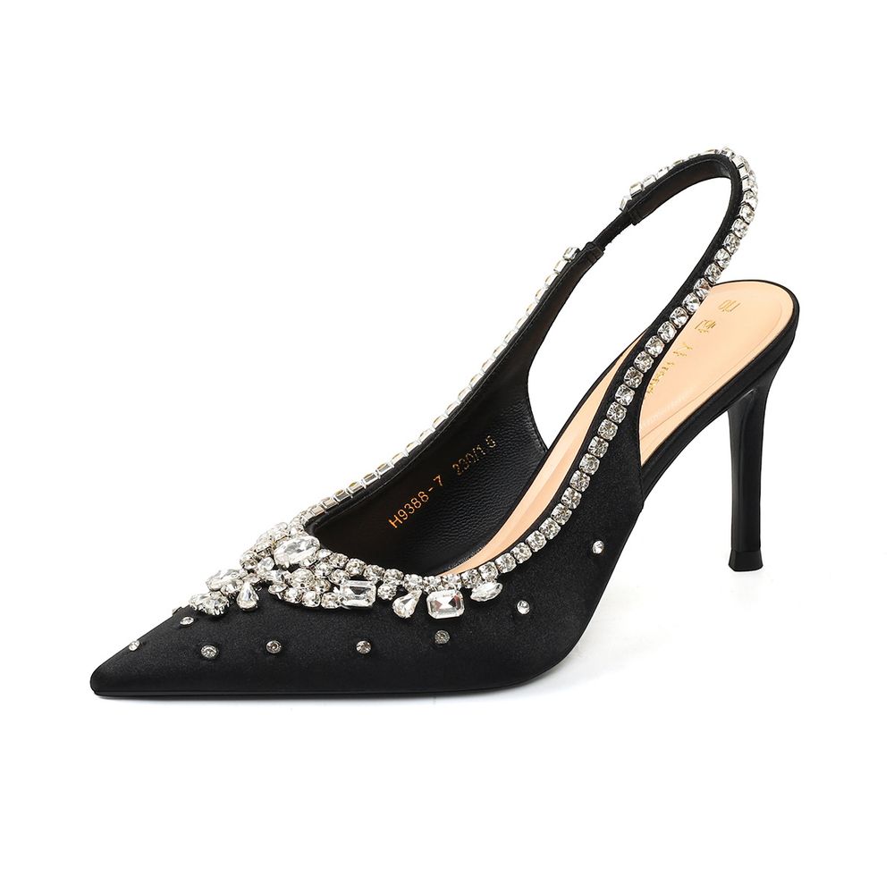 Luxury Rhinestone Closed-Toe High Heels
