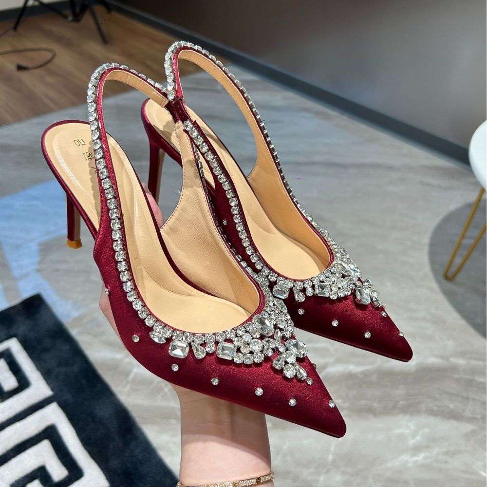 Luxury Rhinestone Closed-Toe High Heels