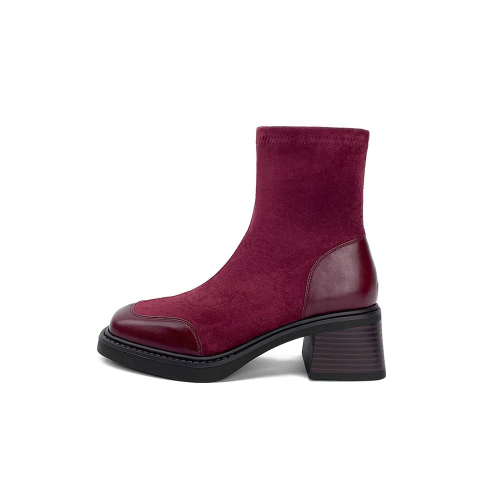 Chunky heel suede ankle boots