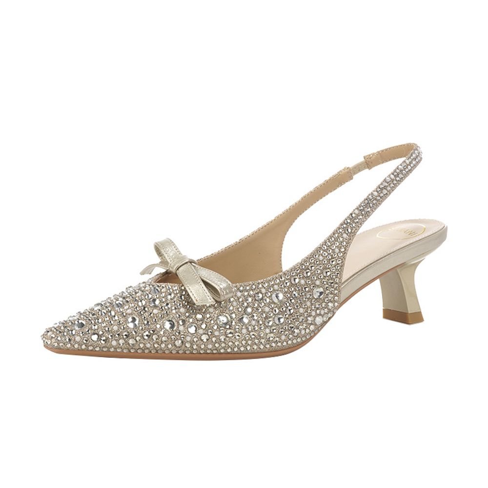 Diamond-studded, open-back heel sandal