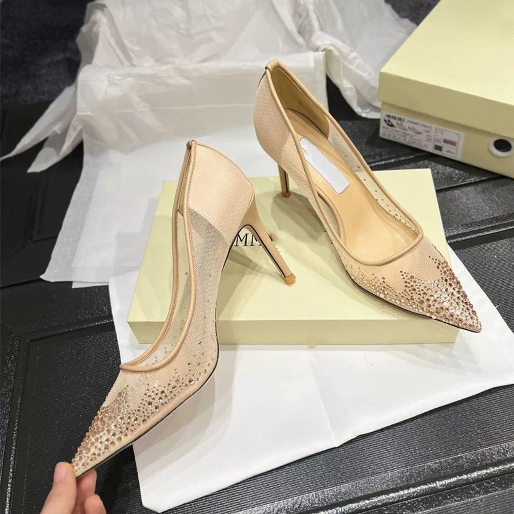 Rhinestone Pointed Toe Heels