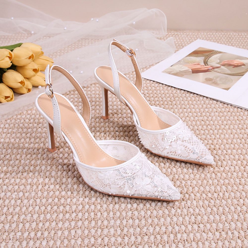 Open back mesh sandals