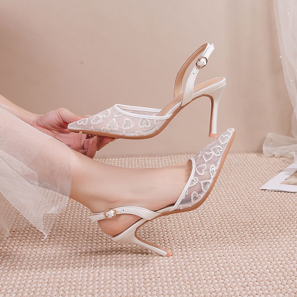 Open back mesh sandals