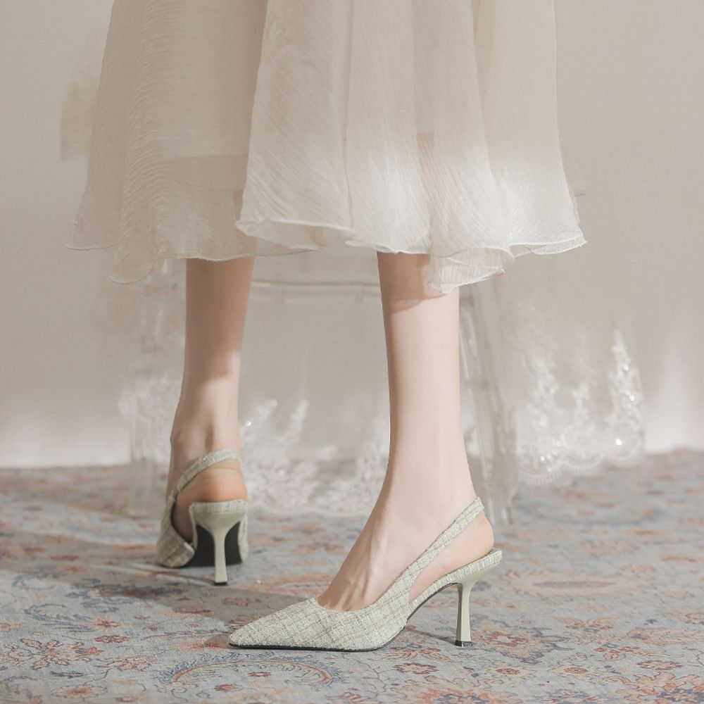 Open back mid-heel