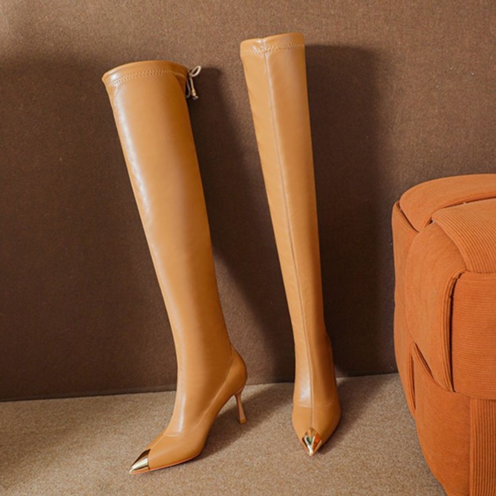 Anti-collision Iron Toe Leather Over-the-Knee Boots