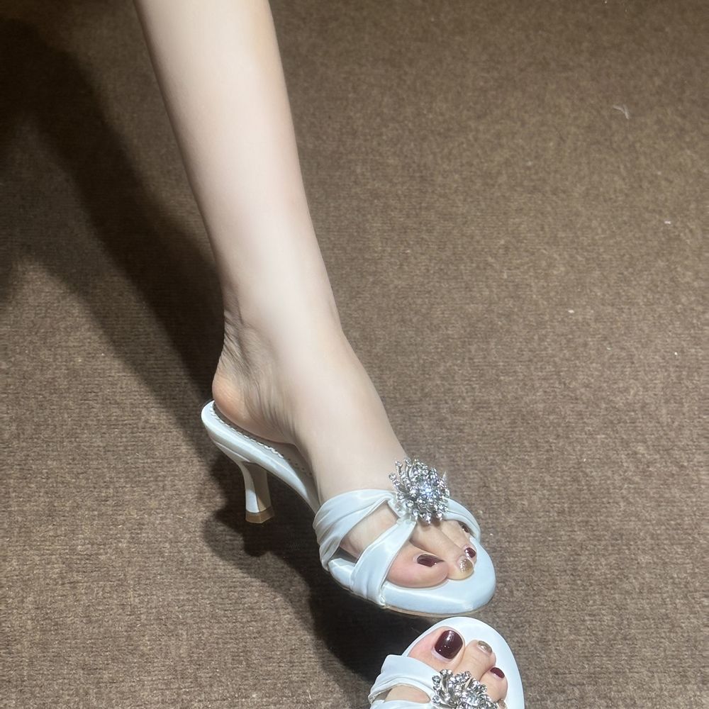 Satin Rhinestone Sandals
