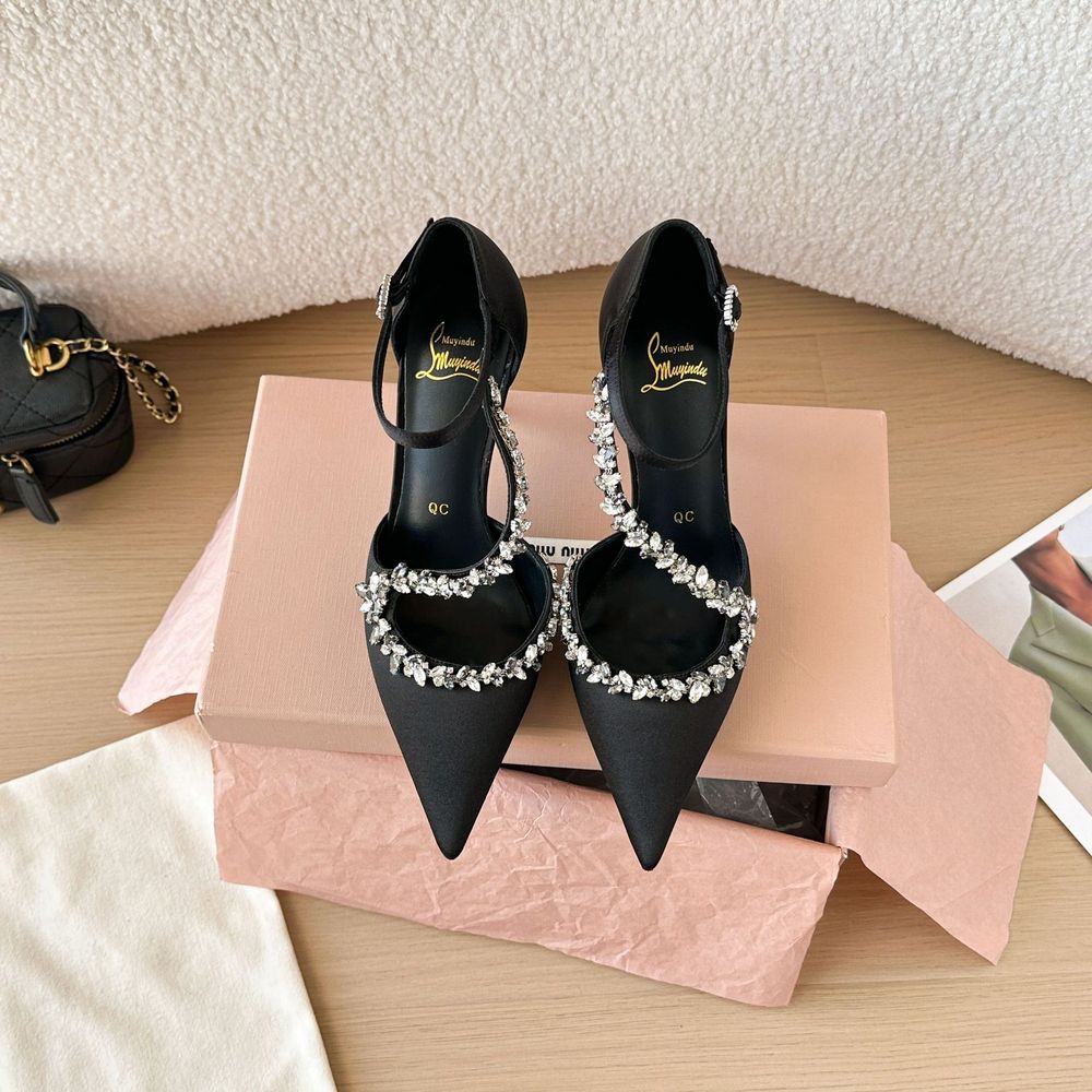 Rhinestone Strap Pointed Heels