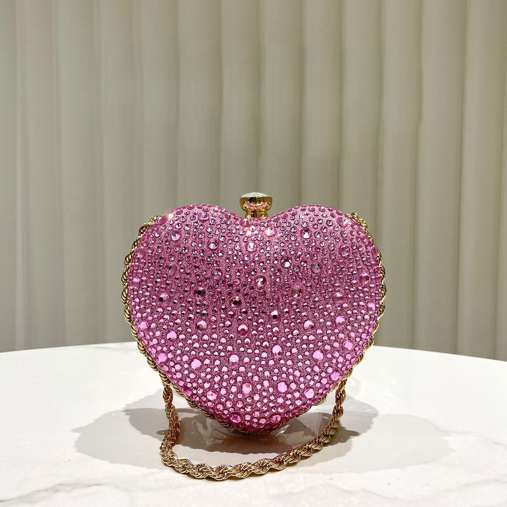 Heart Shaped Rhinestone Clutch
