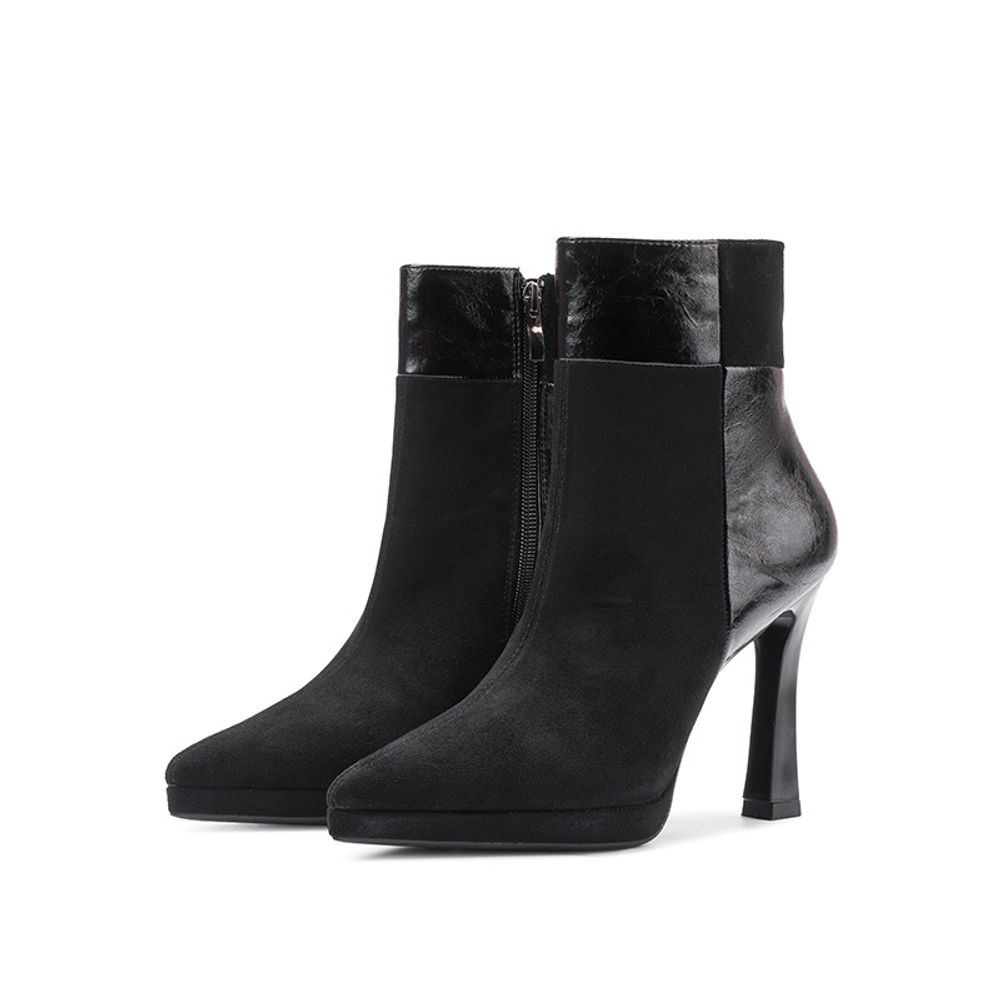 Pointed Toe High Heeled Ankle Boots