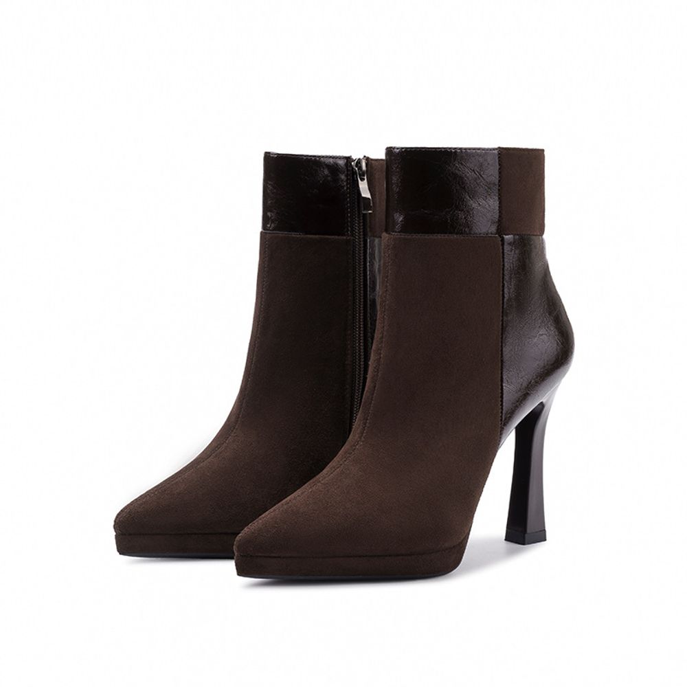 Pointed Toe High Heeled Ankle Boots